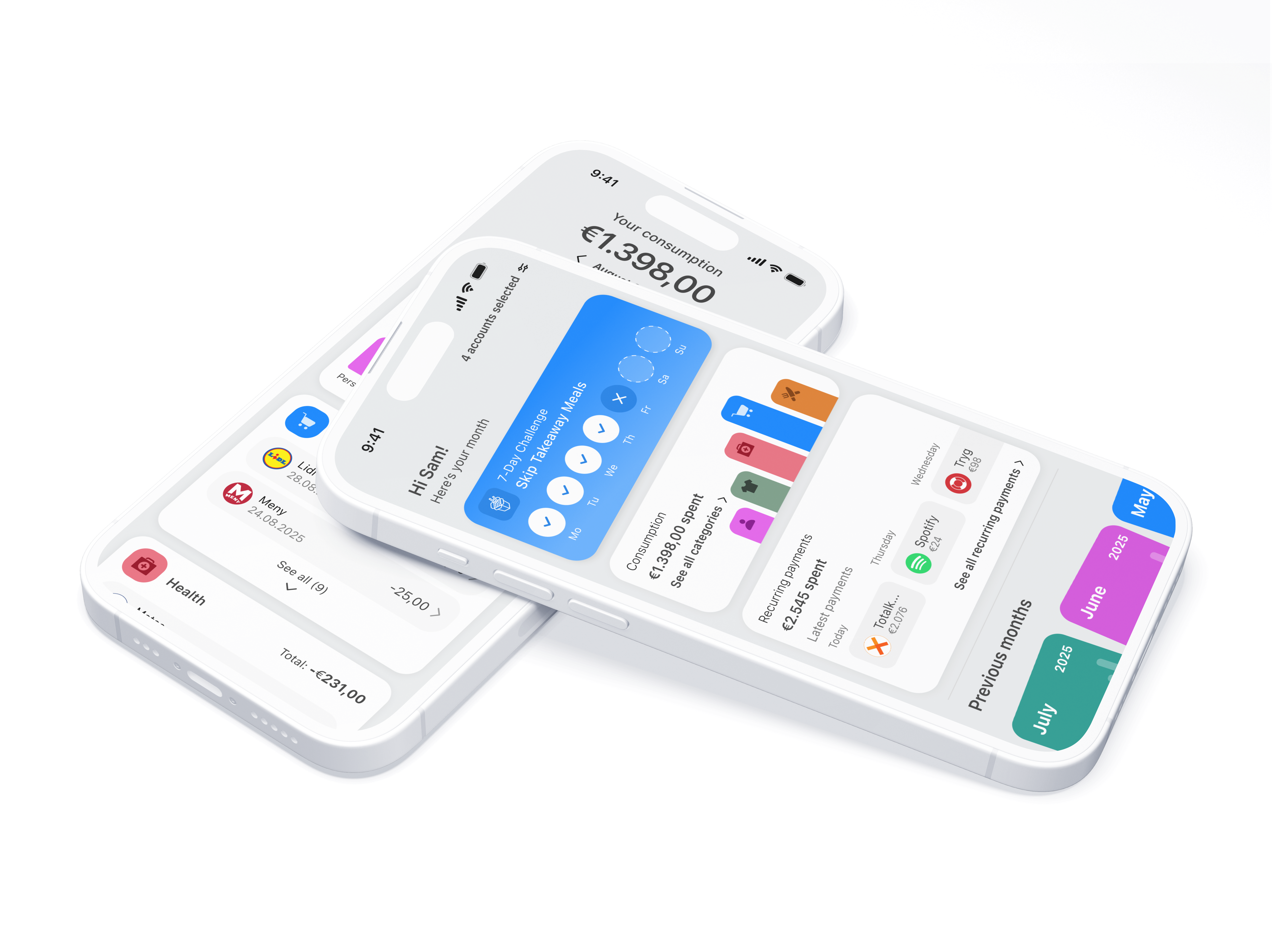 Personal finance management mobile screens
